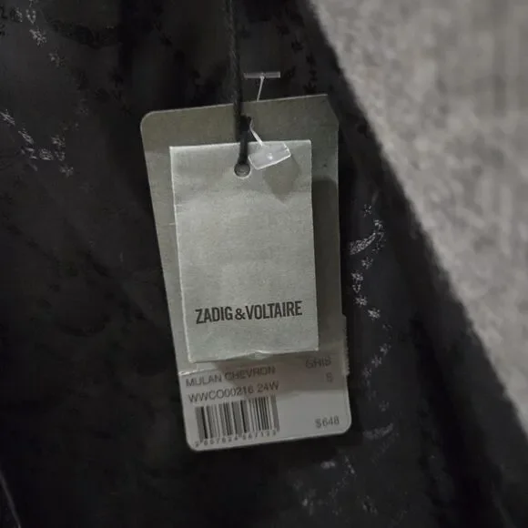 Zadig & Voltaire Mulan Double Breasted Grey Coat Size S New - Picture 11 of 16